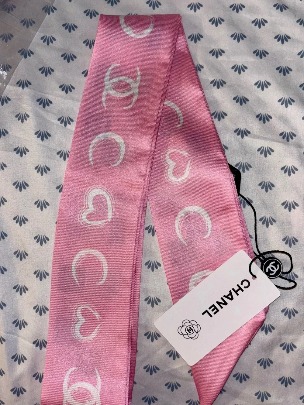 Brand New  Pink Multicolor 100% Silk Twilly with Checker Blocks